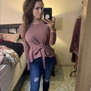 Self Belted Dip Hem Top